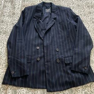Abercrombie & Fitch Pinstripe Double Breasted Blazer navy blue size S